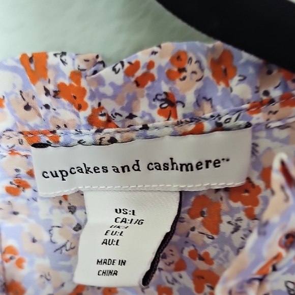 Cupcakes & Cashmere Lavender and Orange Ditzy Floral Long Sleeve Blouse Large - Picture 4 of 9